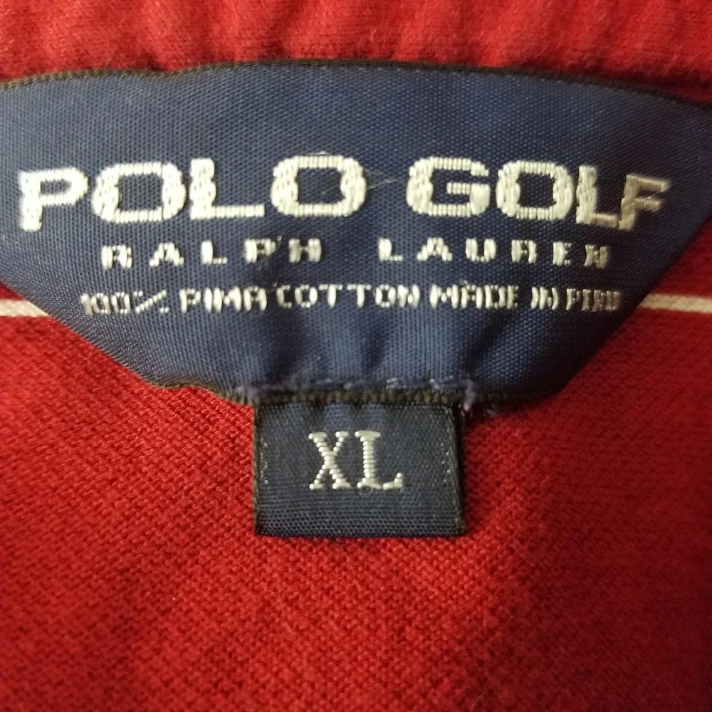 Polo Golf Ralph Lauren Polo Shirt Mens XL Red Stripe Pima Cotton Colonial Golf